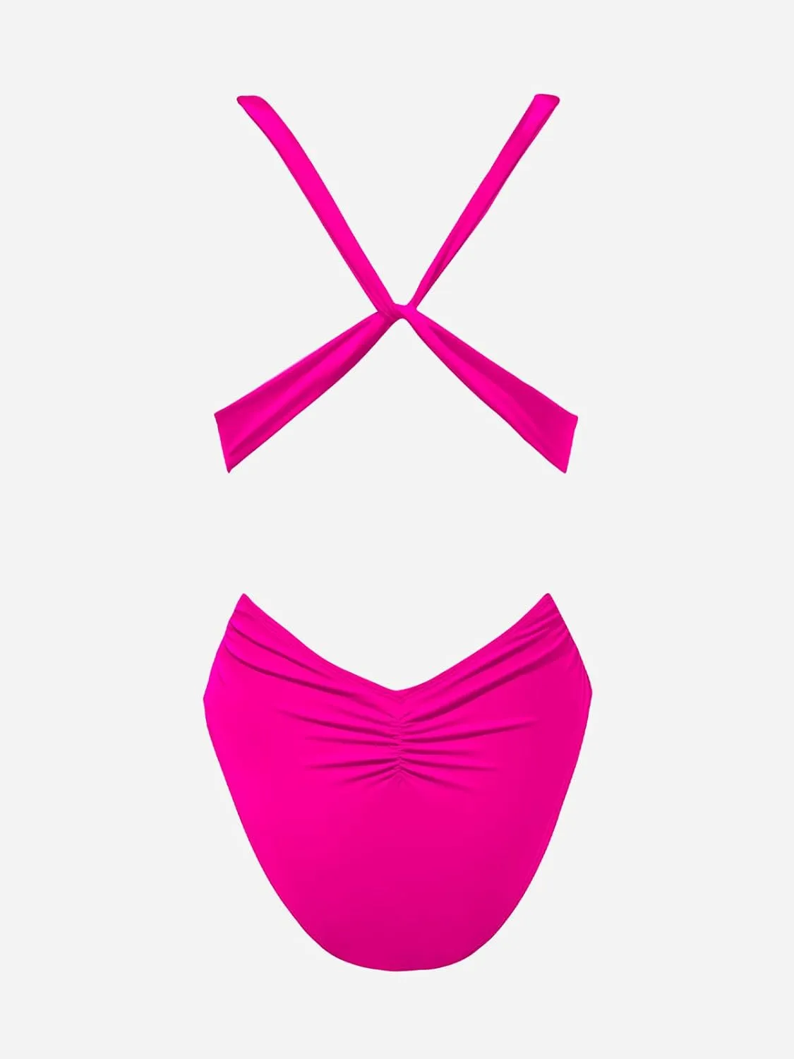 CUPSHE One Piece Swimsuit for Women Bathing Suit Cut Out Cross Back Tie Deep V Neck Ruched High Cut