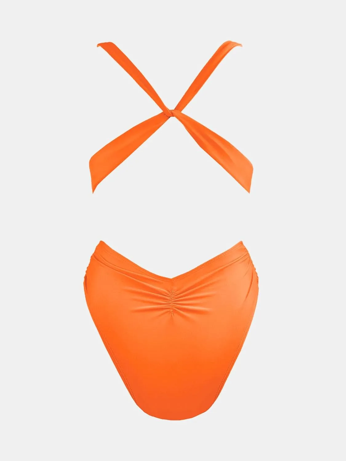CUPSHE One Piece Swimsuit for Women Bathing Suit Cut Out Cross Back Tie Deep V Neck Ruched High Cut