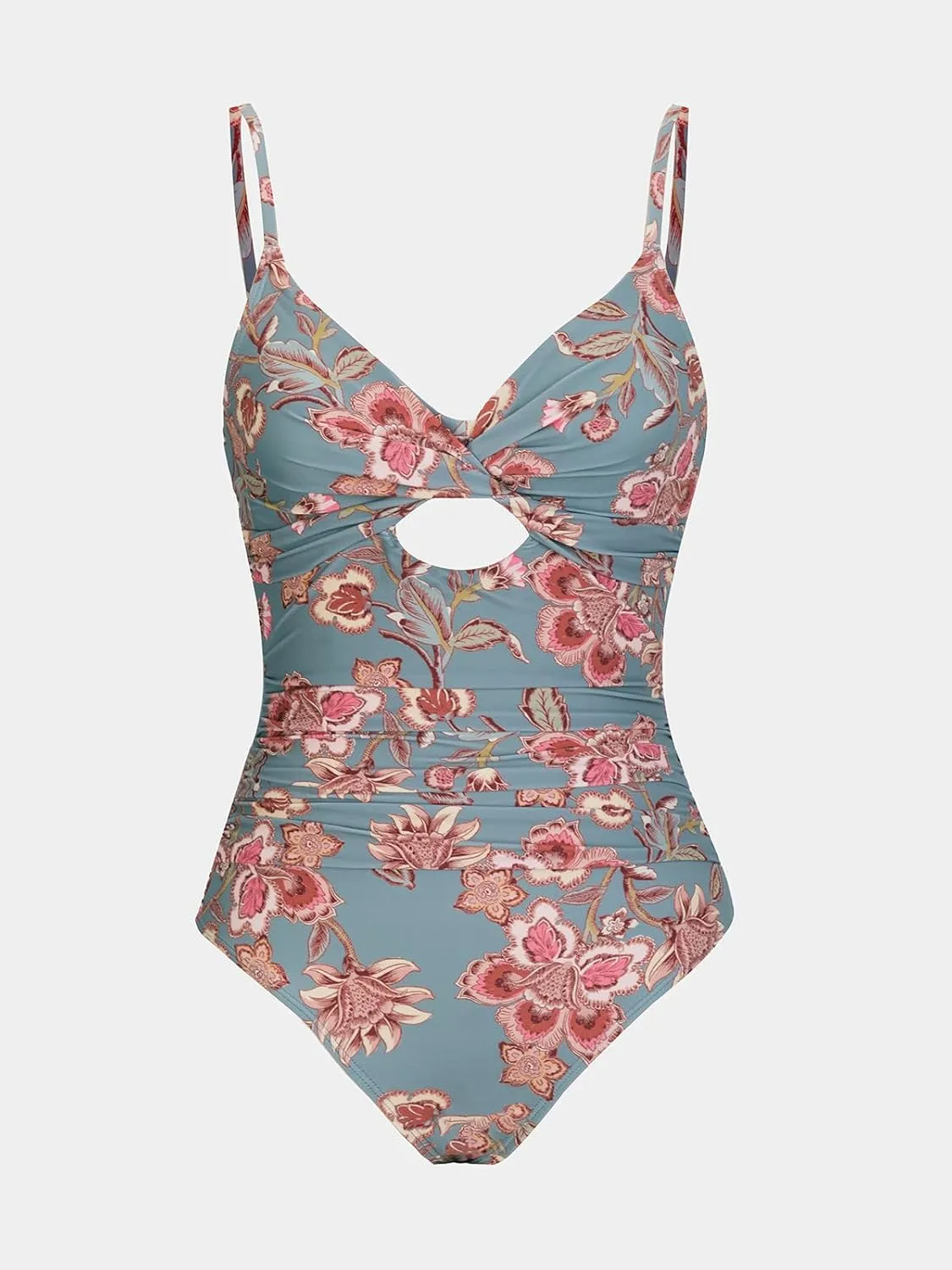 CUPSHE One Piece Swimsuit for Women Bathing Suits Twist Front Cutout Adjustable Straps Ruched Swimwear