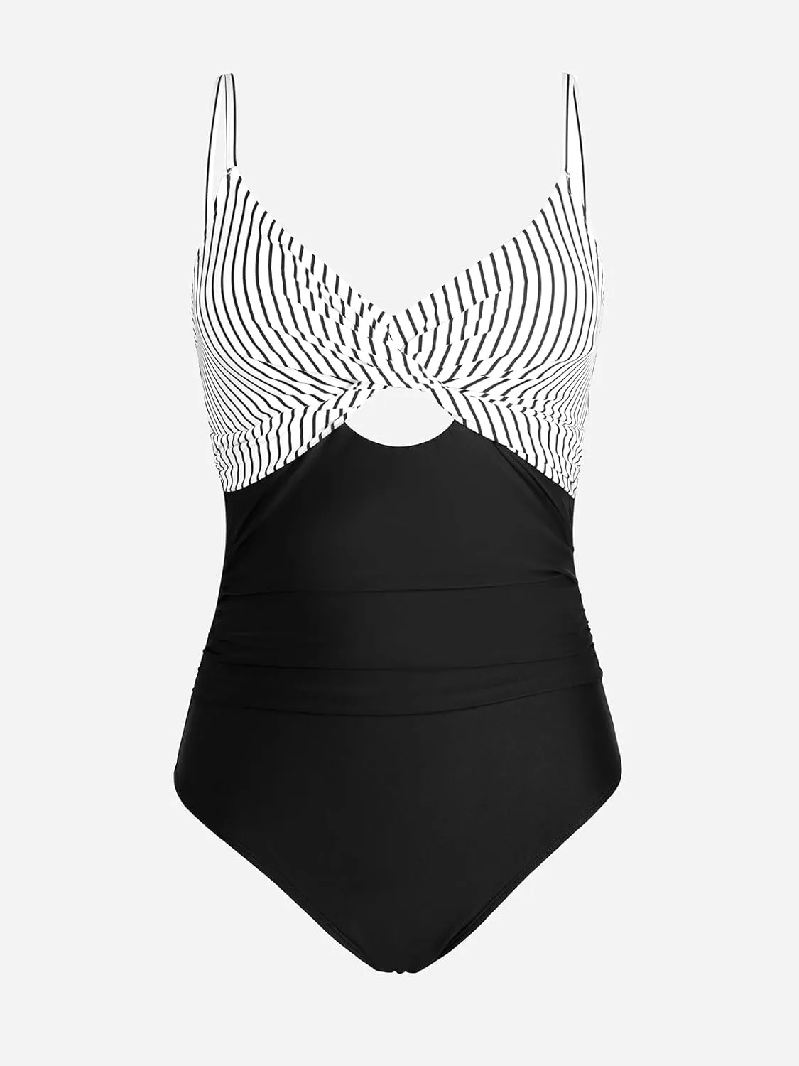 CUPSHE One Piece Swimsuit for Women Bathing Suits Twist Front Cutout Adjustable Straps Ruched Swimwear