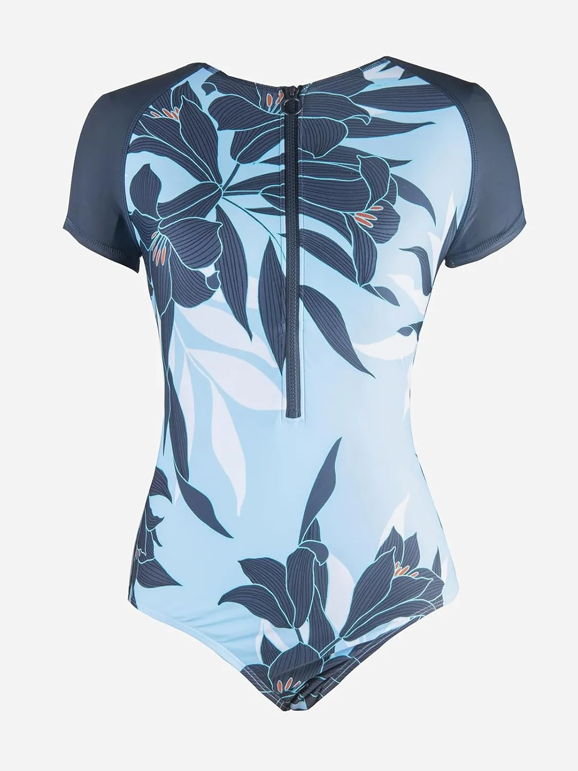 CUPSHE One Piece Swimsuit for Women Mock Neck Zipper Short Sleeve Bathing Suit