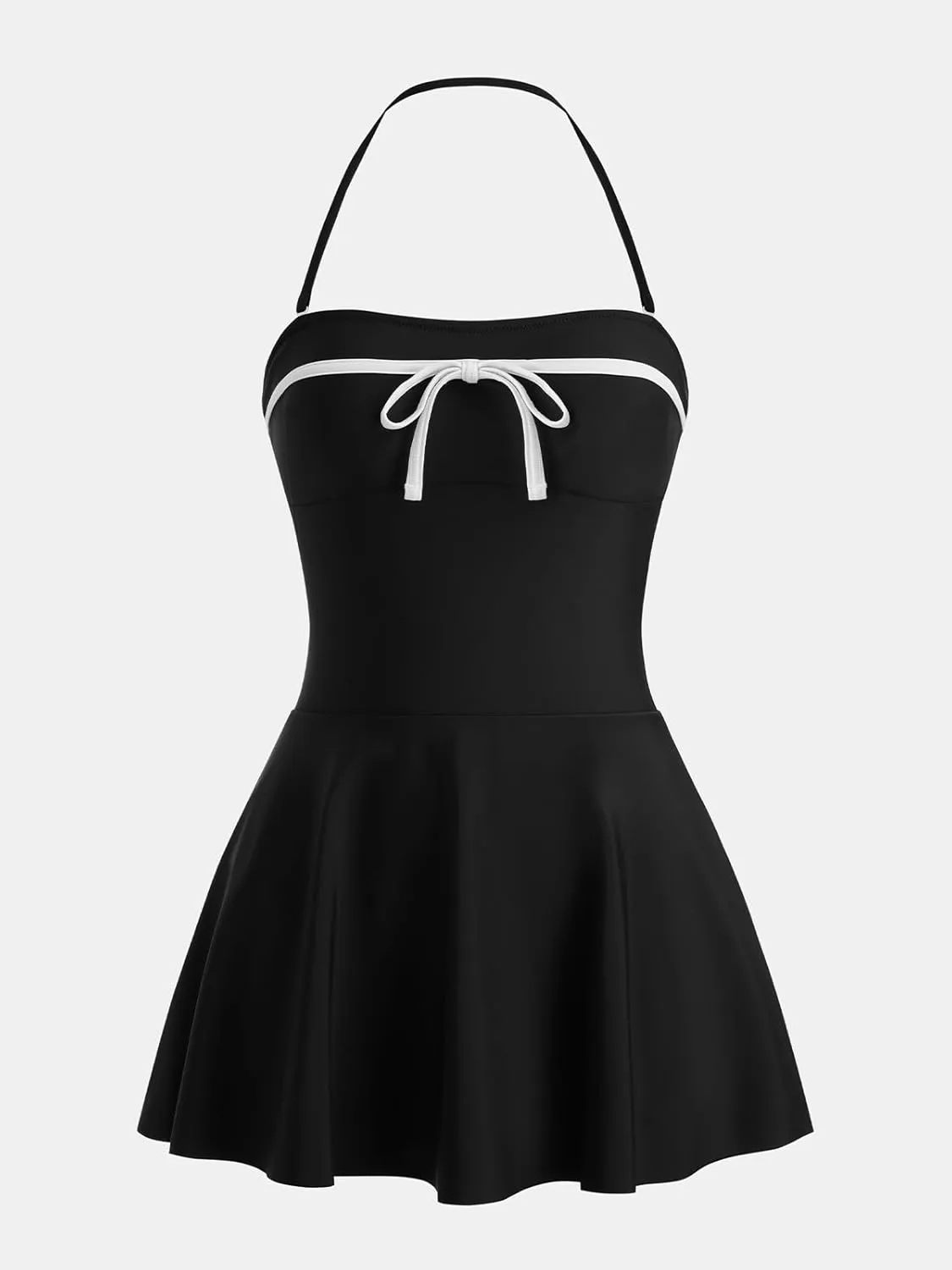 CUPSHE Women One Piece Swimsuit Swim Dress Sweetheart Neck Color Block Bandeau Bathing Suit Removable Straps