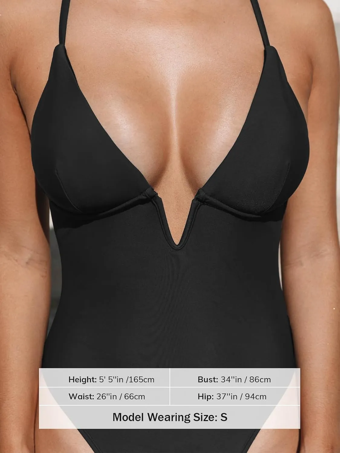 CUPSHE Women Swimsuit One Piece Bathing Suit Deep V Neck Crisscross Back Adjustable Strap