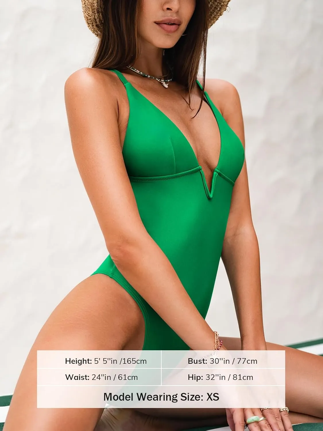 CUPSHE Women Swimsuit One Piece Bathing Suit Deep V Neck Crisscross Back Adjustable Strap