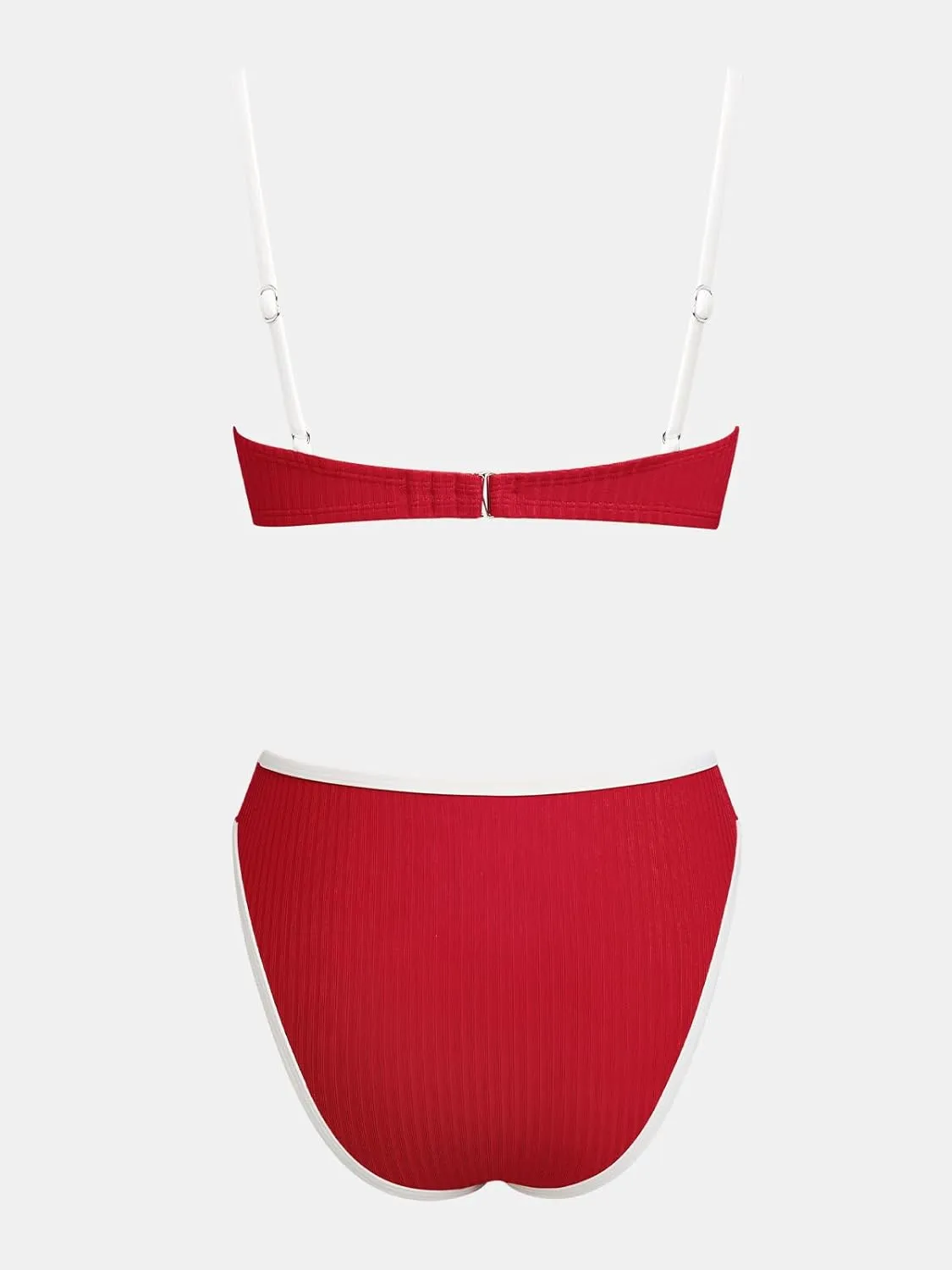 CUPSHE Women's Bikini Sets Two Piece Swimsuit High Waisted Square Neck Back Hook Color Block Cheeky Bottom