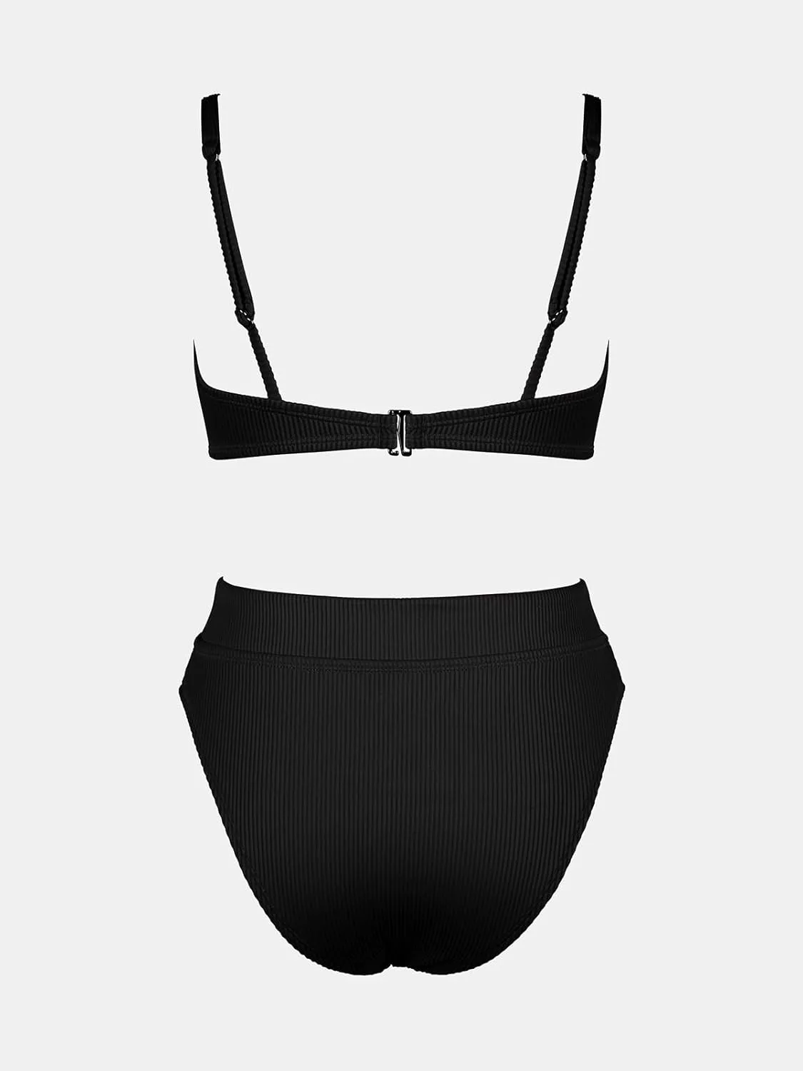 CUPSHE Women's Bikini Sets Two Piece Swimsuit High Waisted Square Neck Cutout Wide Straps Tank High Cut Cheeky Bottom