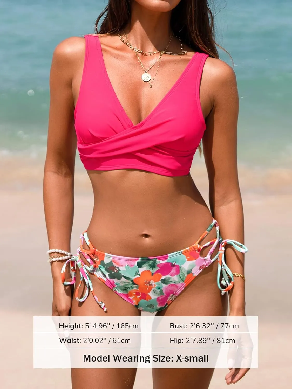CUPSHE Women's Bikini Swimsuit Front Cross Lace Up Two Piece Bathing Suit