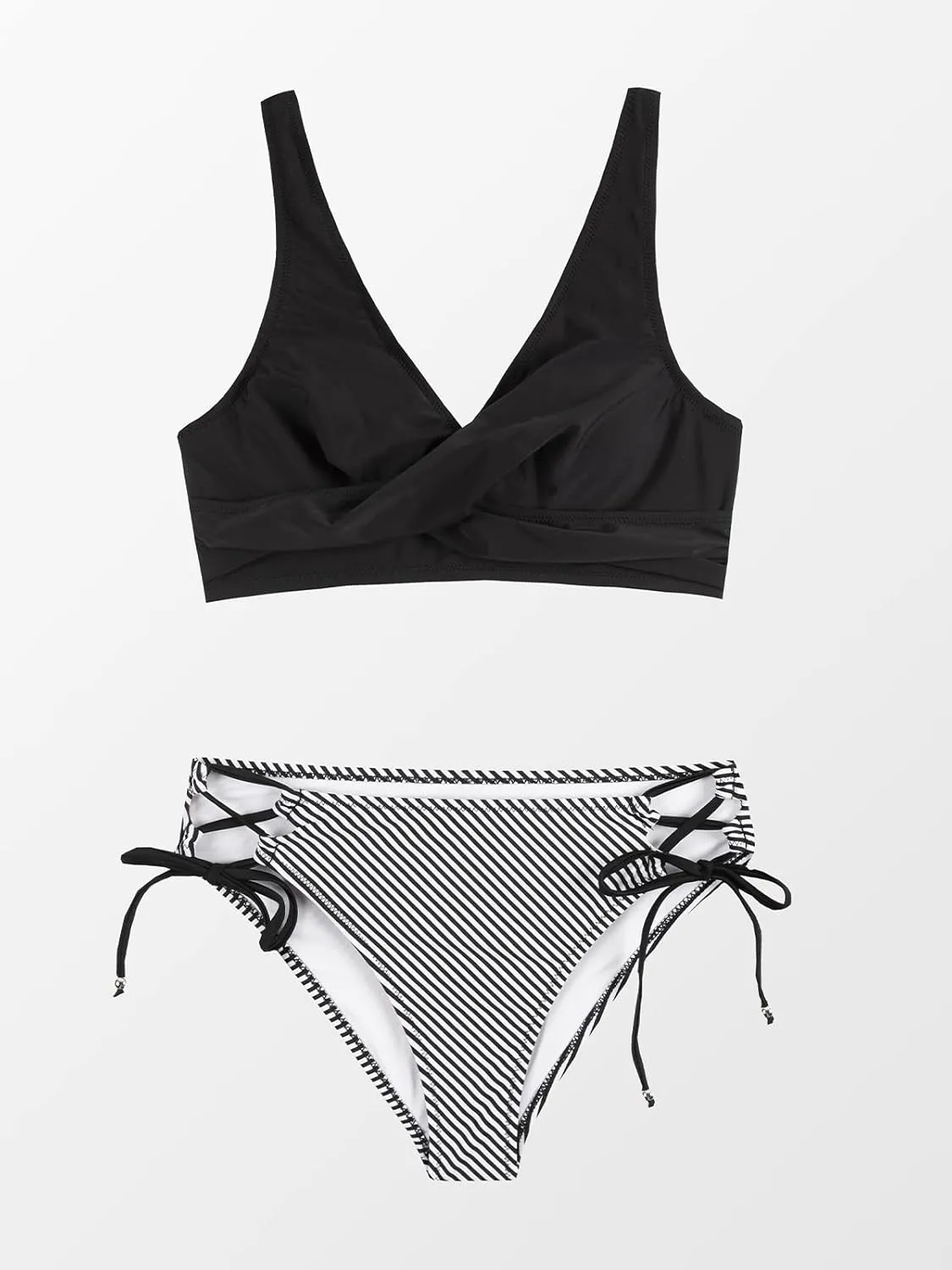 CUPSHE Women's Bikini Swimsuit Front Cross Lace Up Two Piece Bathing Suit