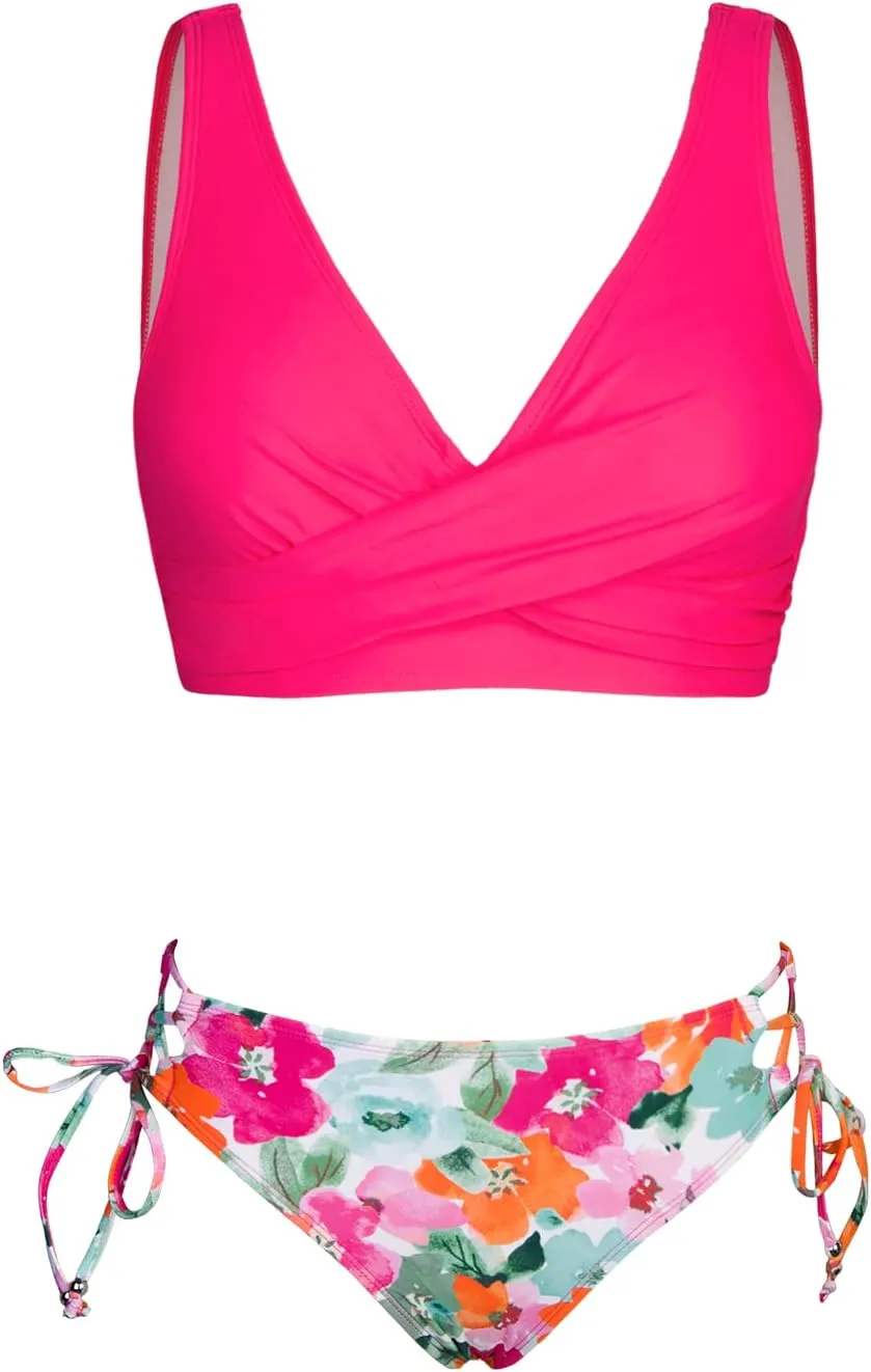 CUPSHE Women's Bikini Swimsuit Front Cross Lace Up Two Piece Bathing Suit