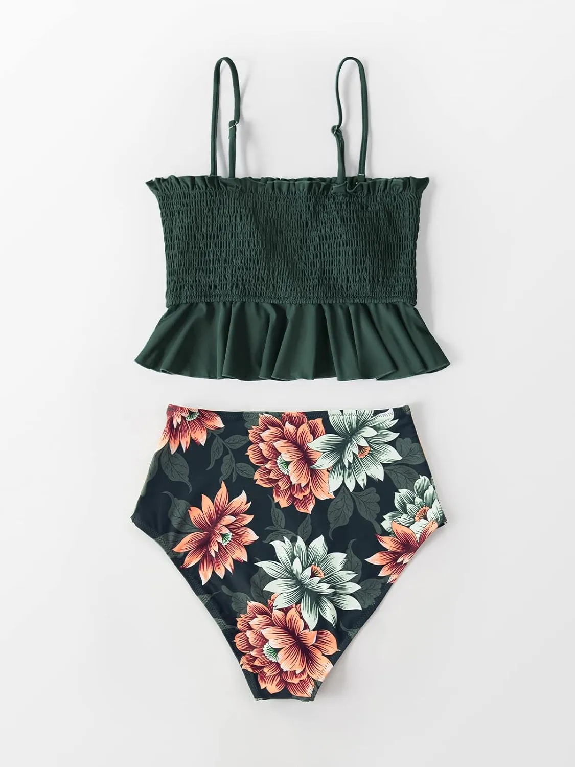 CUPSHE Women's High Waist Bikini Swimsuit Ruffle Two Piece Bathing Suit