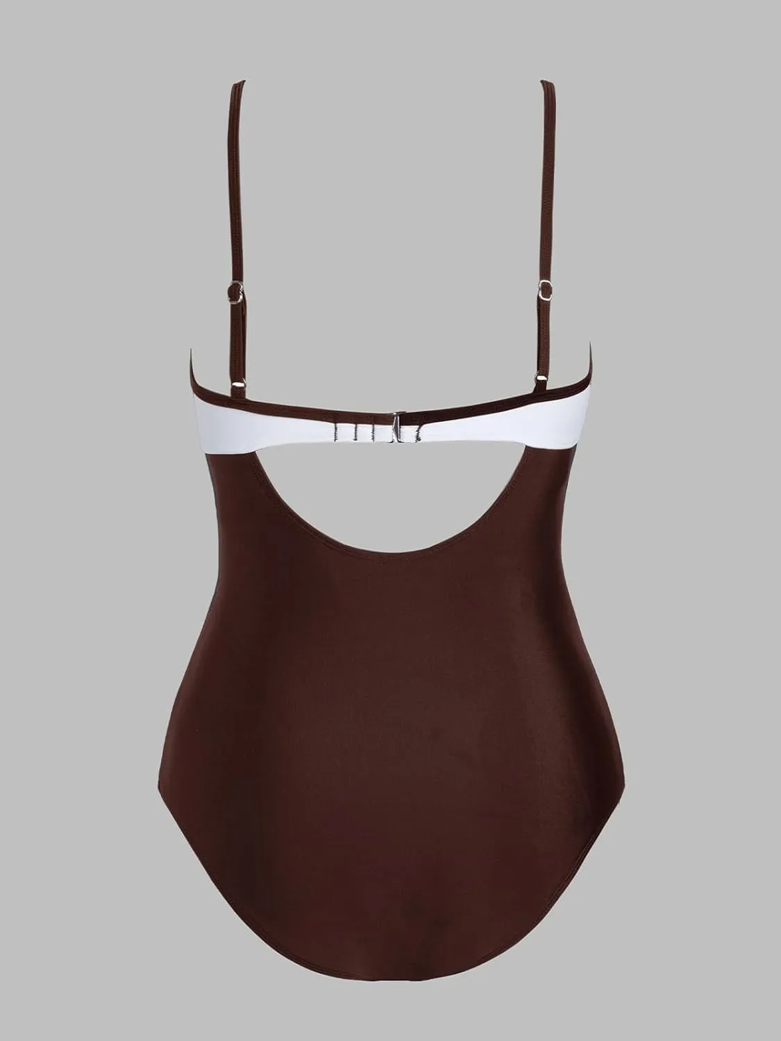 CUPSHE Women's One Piece Swimsuit Bathing Suit Scoop Neck Cutout Back Hook Color Block Mesh Swimwear