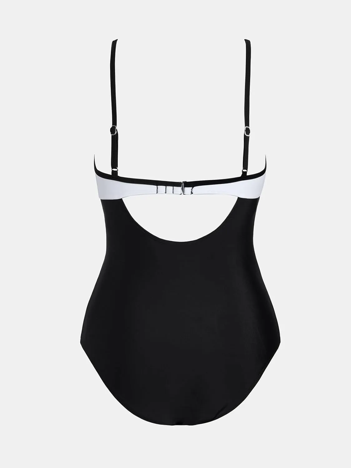 CUPSHE Women's One Piece Swimsuit Bathing Suit Scoop Neck Cutout Back Hook Color Block Mesh Swimwear