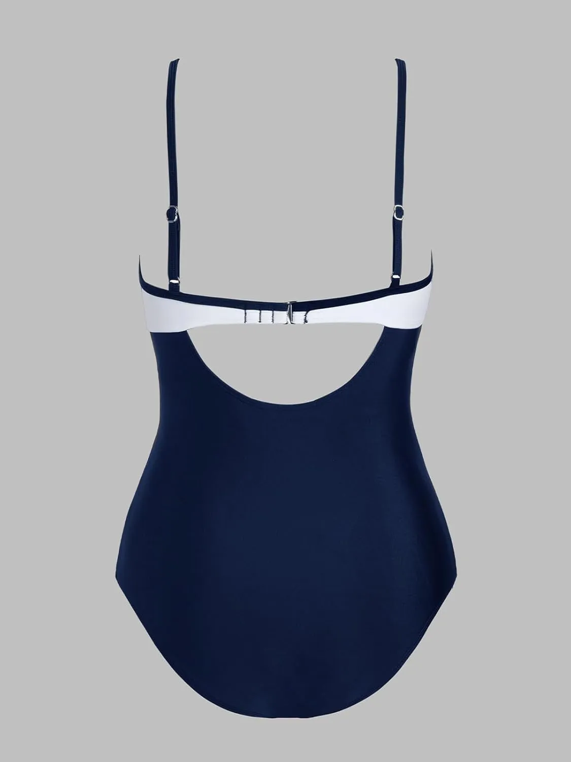 CUPSHE Women's One Piece Swimsuit Bathing Suit Scoop Neck Cutout Back Hook Color Block Mesh Swimwear