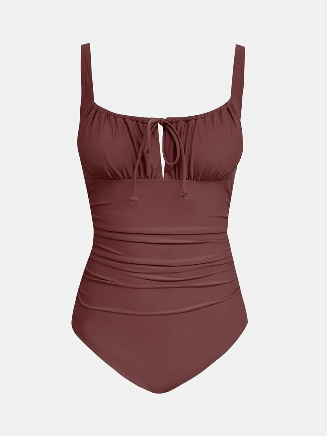CUPSHE Women's One Piece Swimsuit Bathing Suit Square Neck Back Cut Out Drawstring Self Tie Back Hook
