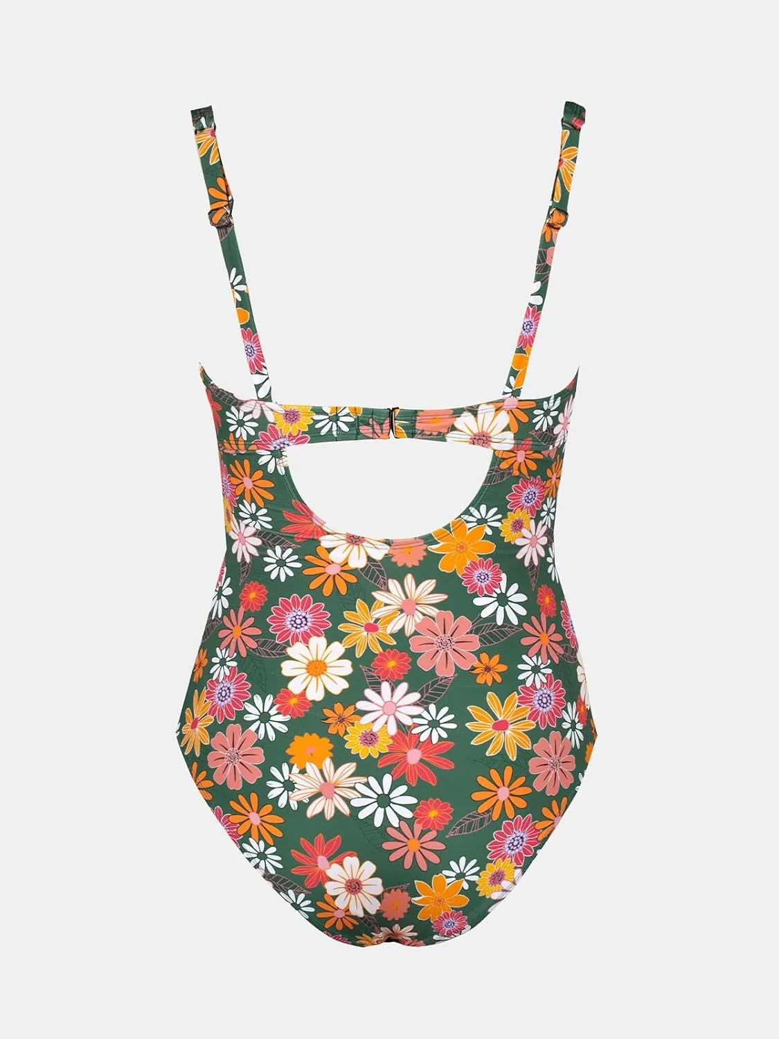 CUPSHE Women's One Piece Swimsuit Bathing Suit Square Neck Back Cut Out Drawstring Self Tie Back Hook