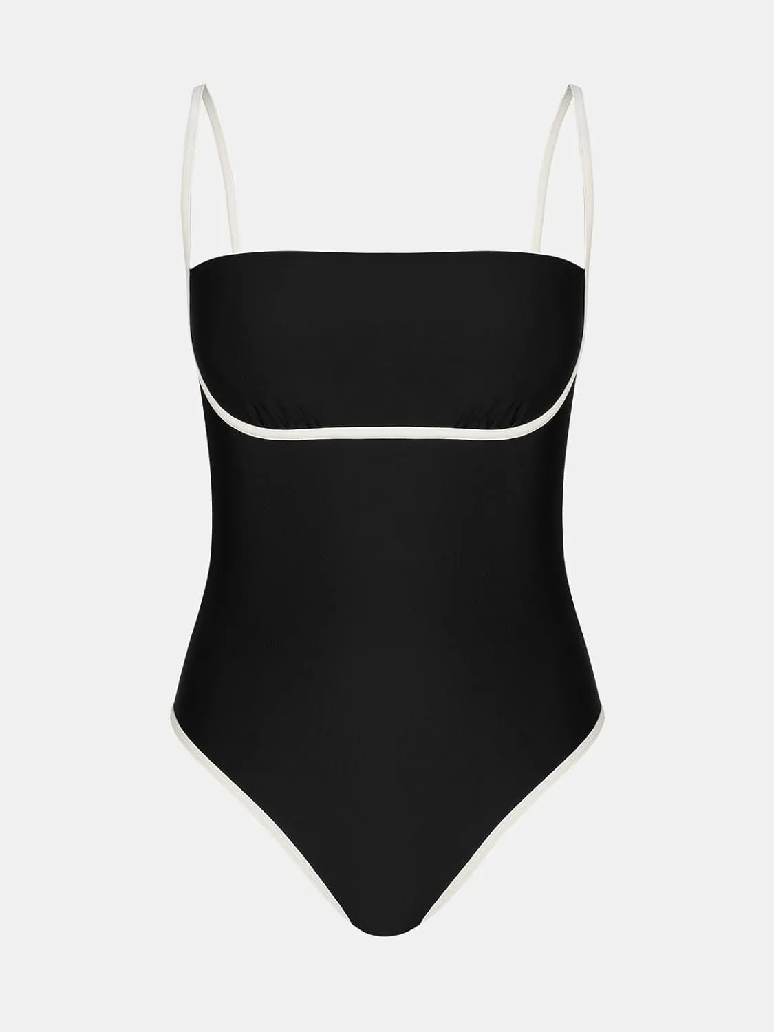 CUPSHE Women's One Piece Swimsuit Bathing Suit Square Neck Cutout Back Hook Color Block Cheeky Bottom
