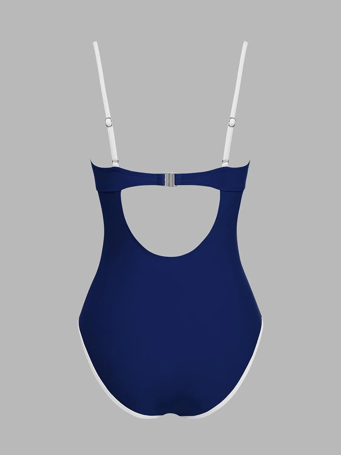 CUPSHE Women's One Piece Swimsuit Bathing Suit Square Neck Cutout Back Hook Color Block Cheeky Bottom