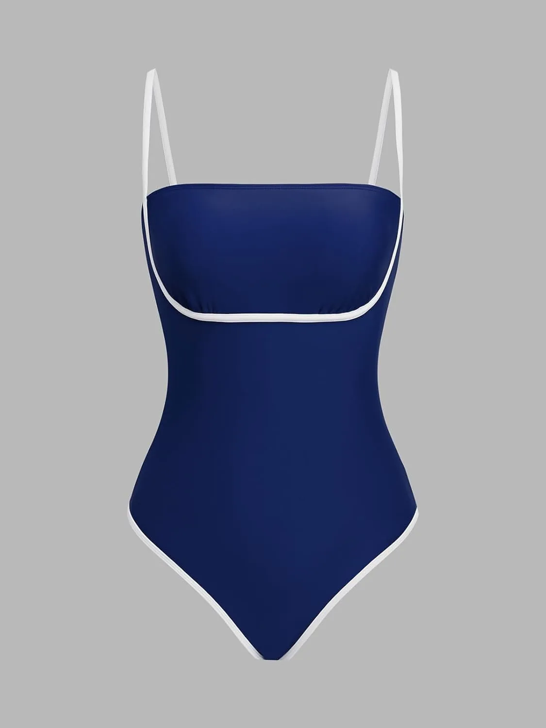 CUPSHE Women's One Piece Swimsuit Bathing Suit Square Neck Cutout Back Hook Color Block Cheeky Bottom