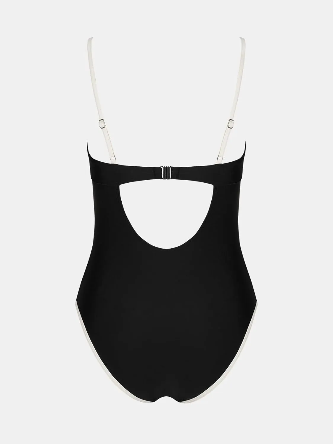 CUPSHE Women's One Piece Swimsuit Bathing Suit Square Neck Cutout Back Hook Color Block Cheeky Bottom