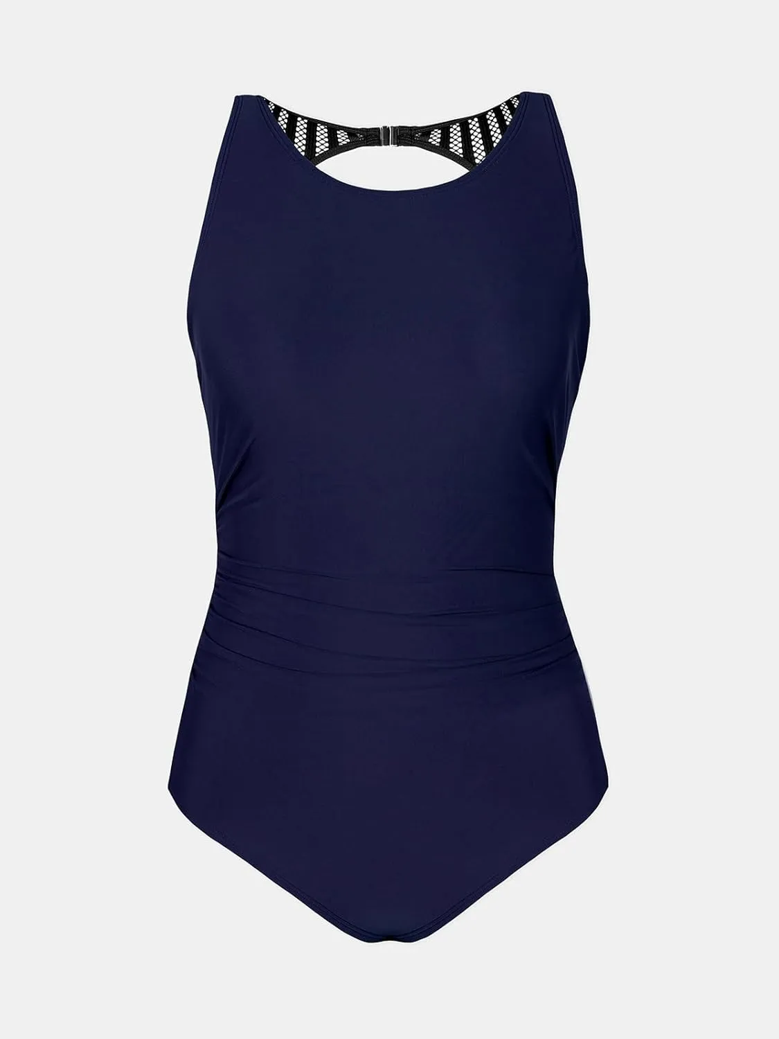 CUPSHE Women's One Piece Swimsuit Bathing Suit Tummy Control High Neck Cutout Back Hook Mesh Swimwear
