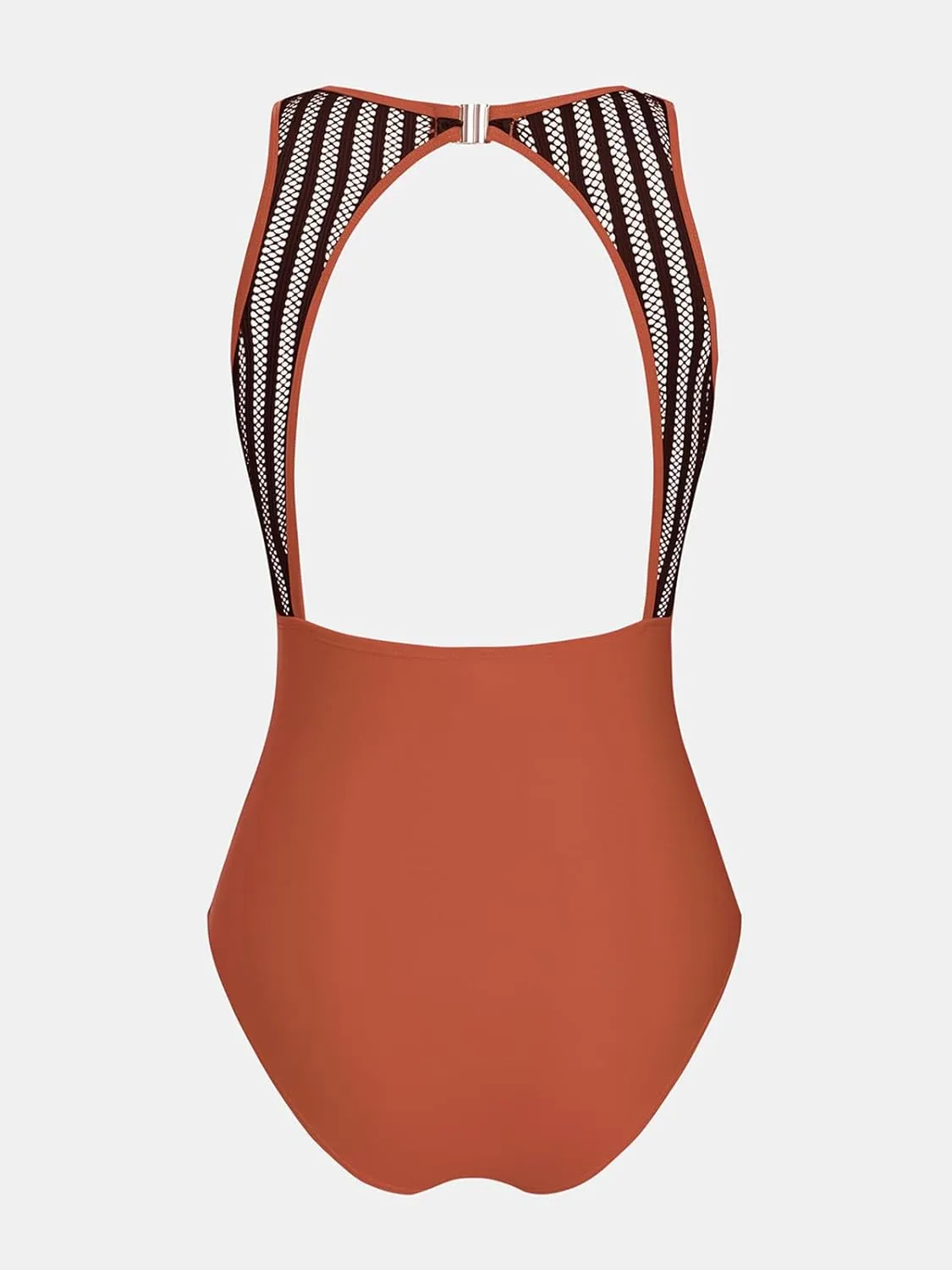 CUPSHE Women's One Piece Swimsuit Bathing Suit Tummy Control High Neck Cutout Back Hook Mesh Swimwear