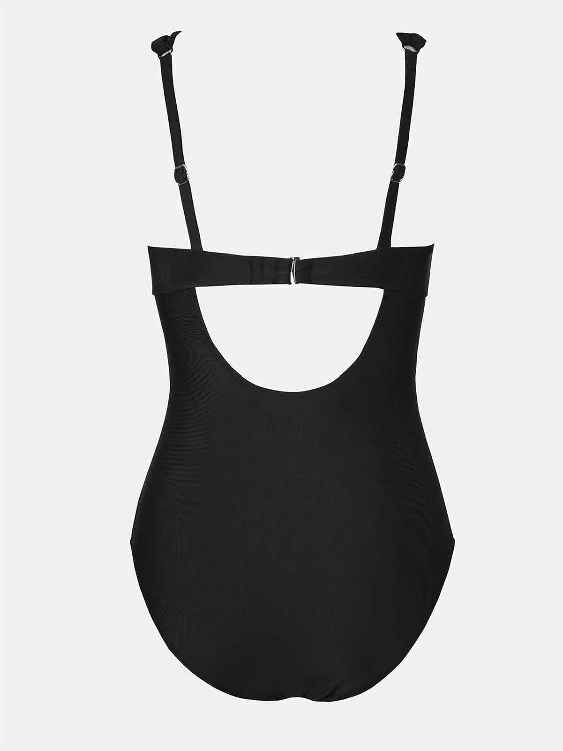 CUPSHE Women's One Piece Swimsuit Bathing Suit V Neck Adjustable Straps Ruched Mesh Back Hook