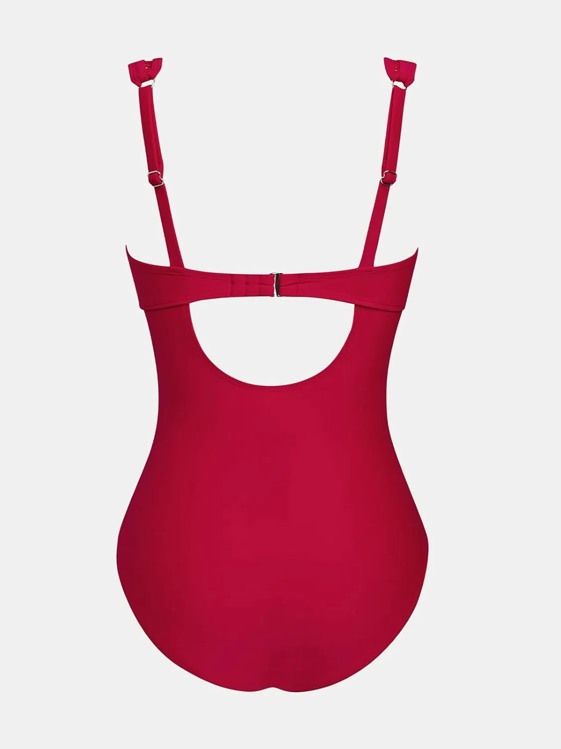 CUPSHE Women's One Piece Swimsuit Bathing Suit V Neck Adjustable Straps Ruched Mesh Back Hook