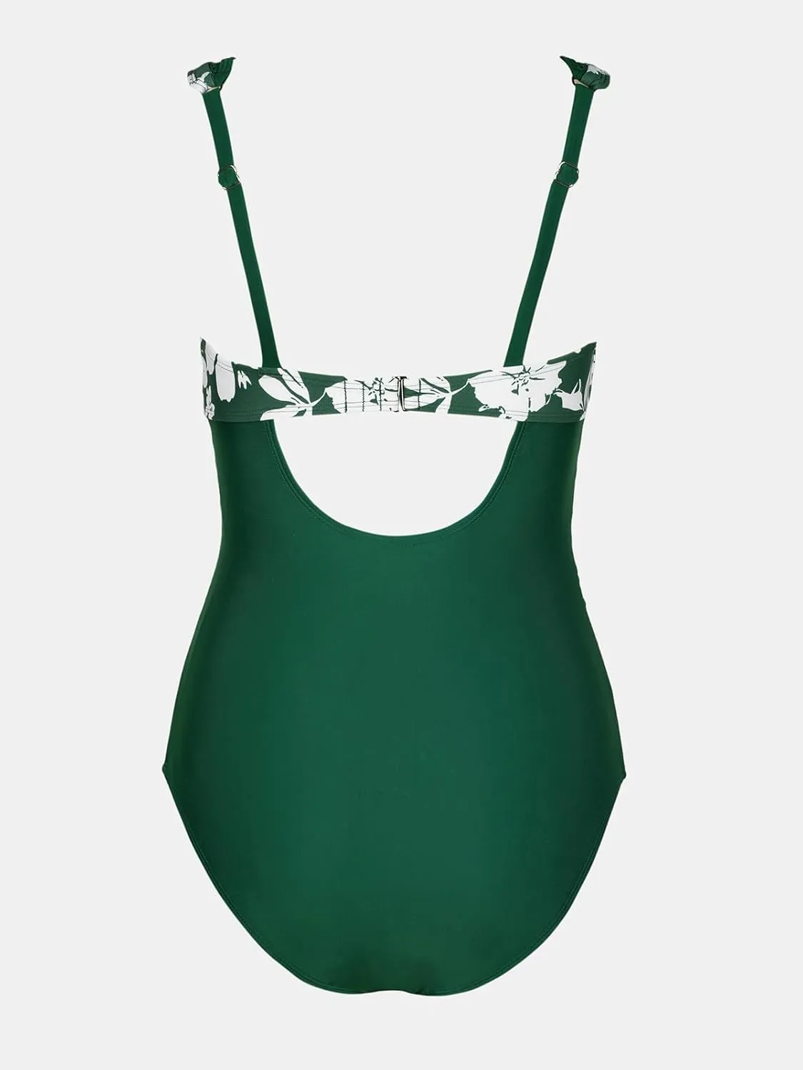 CUPSHE Women's One Piece Swimsuit Bathing Suit V Neck Adjustable Straps Ruched Mesh Back Hook