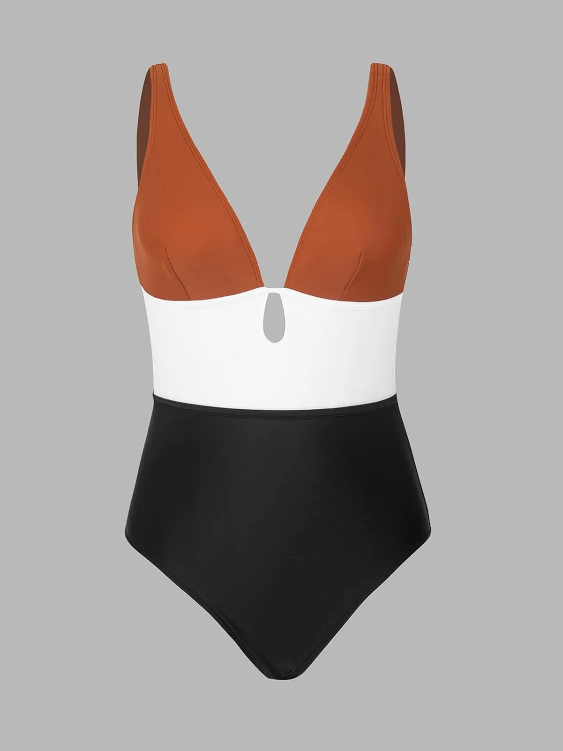 CUPSHE Women's One Piece Swimsuit Color Block Keyhole Cutout Bathing Suit