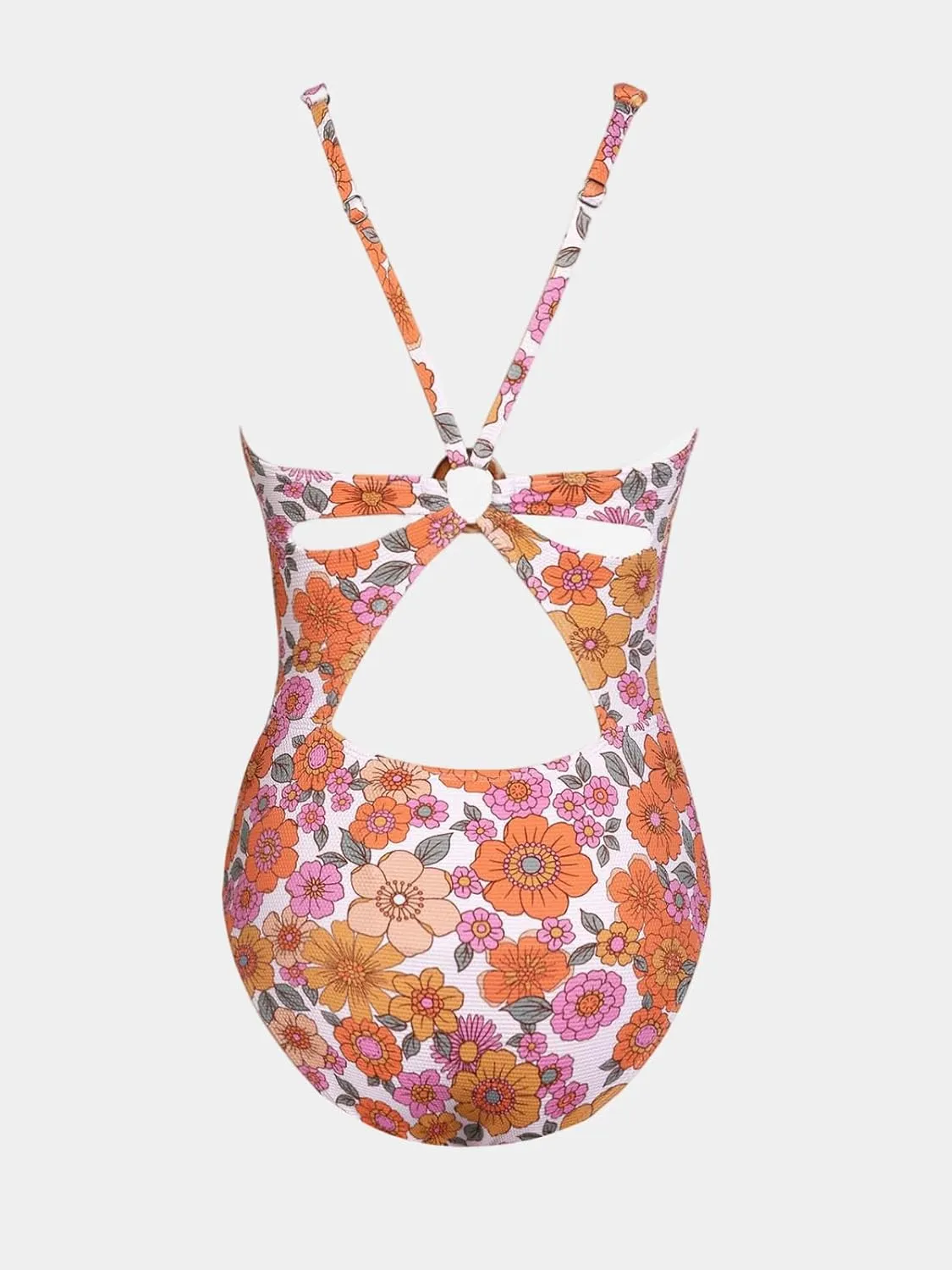 CUPSHE Women's One Piece Swimsuit Deep V Neck Keyhole Cutout O Ring Textured Bathing Suit