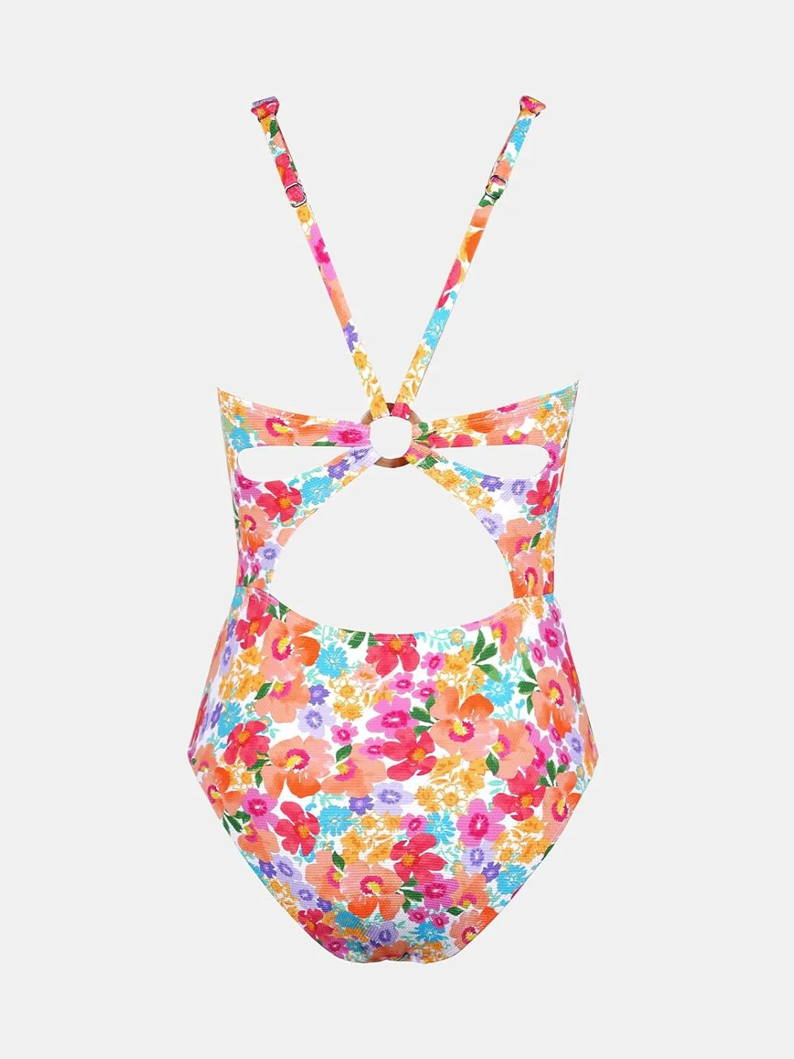 CUPSHE Women's One Piece Swimsuit Deep V Neck Keyhole Cutout O Ring Textured Bathing Suit