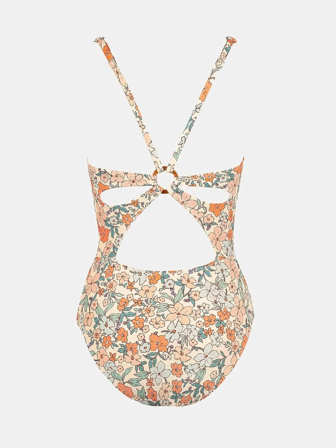 CUPSHE Women's One Piece Swimsuit Deep V Neck Keyhole Cutout O Ring Textured Bathing Suit