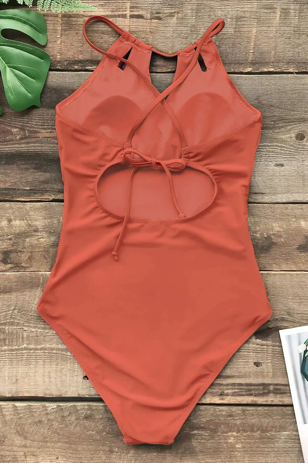 CUPSHE Women's One Piece Swimsuit High Neck Tummy Control Swimwear Bathing Suit