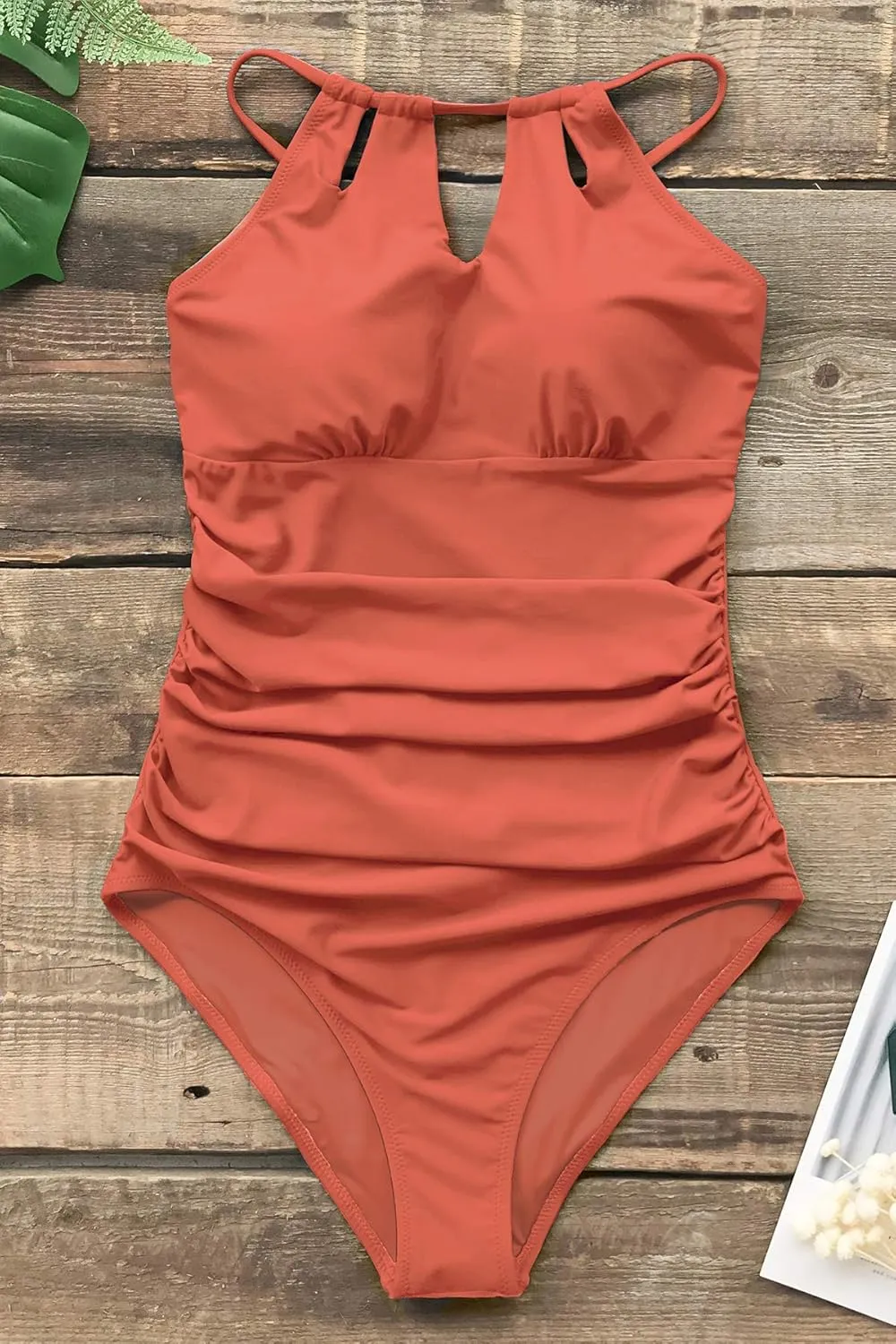 CUPSHE Women's One Piece Swimsuit High Neck Tummy Control Swimwear Bathing Suit