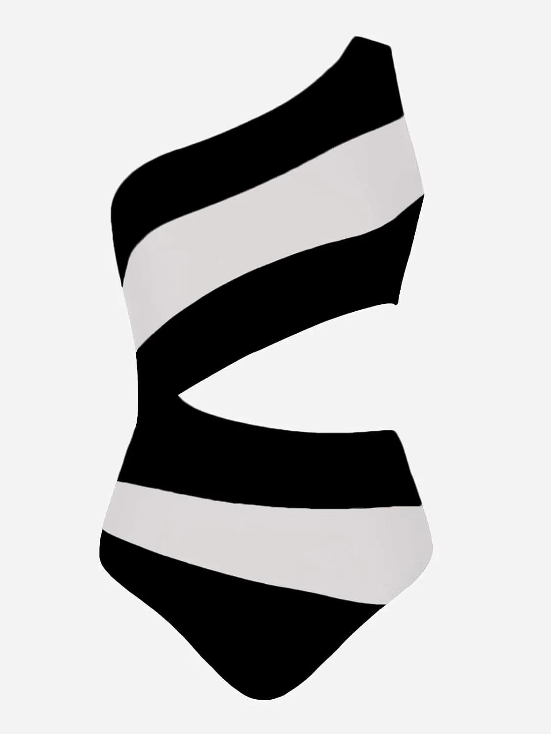 CUPSHE Women's One Piece Swimsuit One Shoulder Bathing Suit Cutout Color Block Swimwear