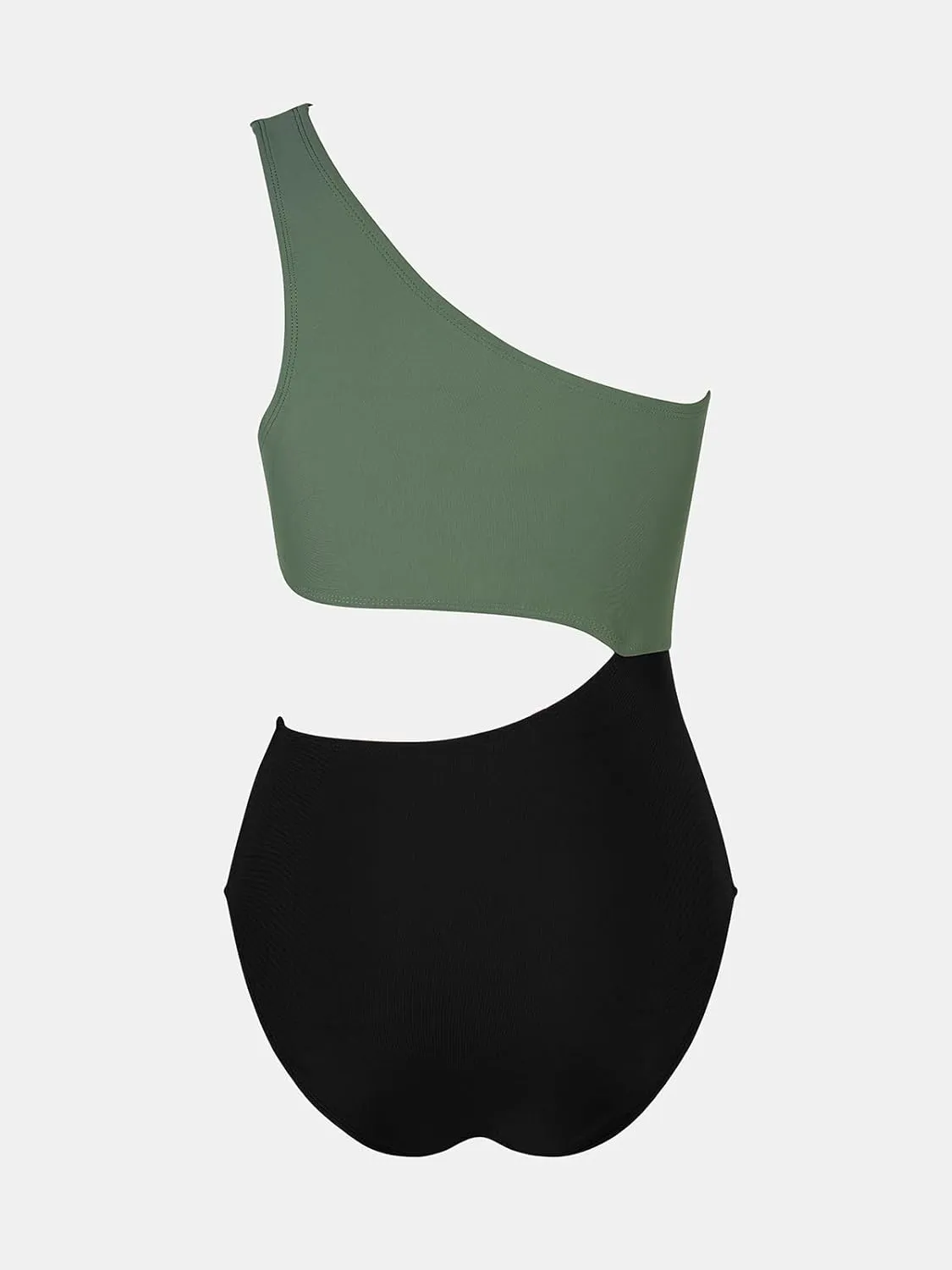 CUPSHE Women's One Piece Swimsuit One Shoulder Color Block Side Cutout Ruched Bathing Suit
