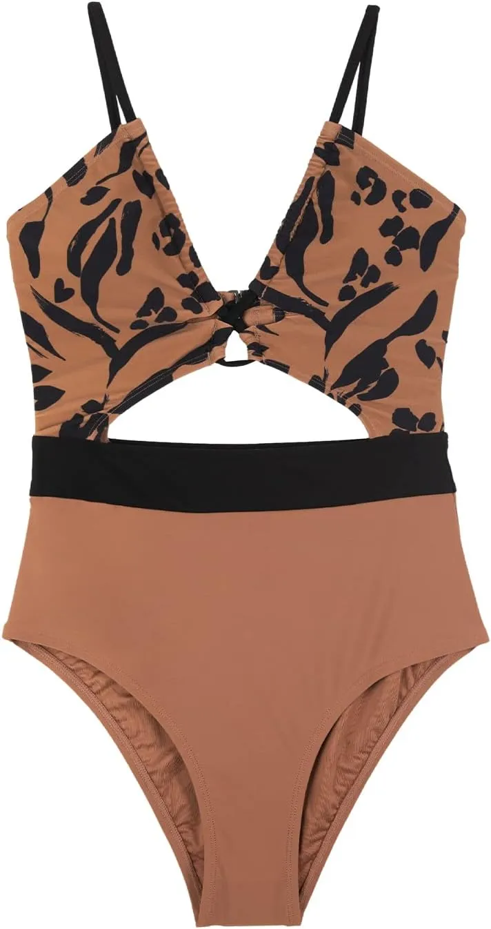 CUPSHE Women's One Piece Swimsuit Plunge Neckline Cutout Criss Cross Bathing Suit