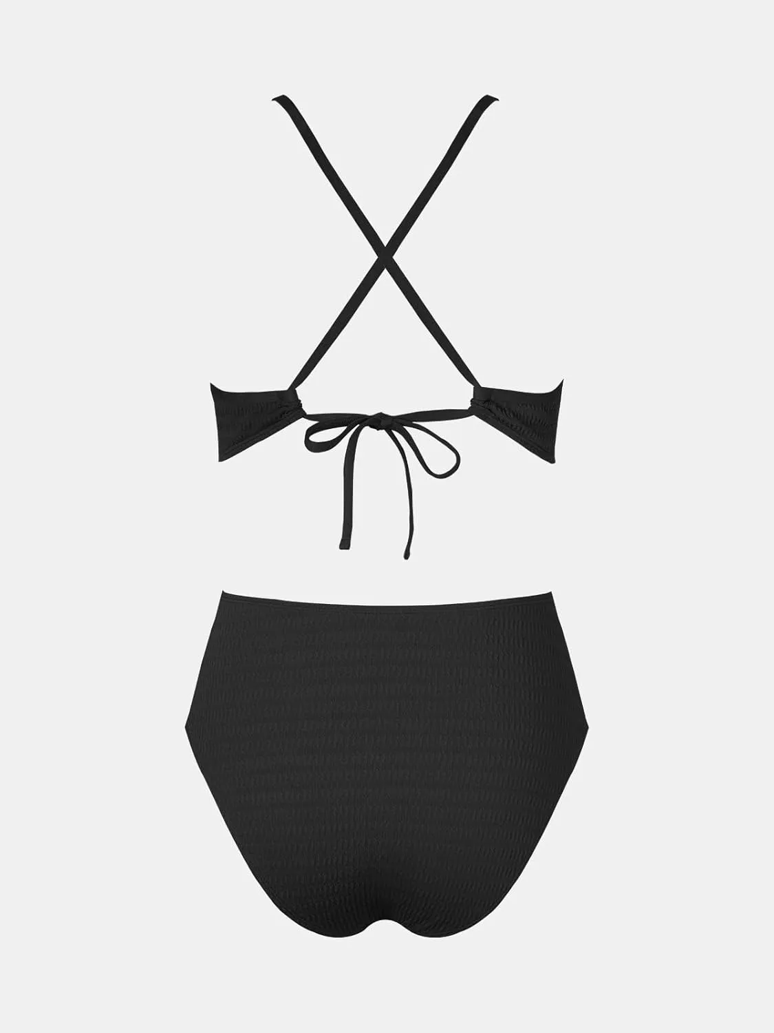 CUPSHE Women's One Piece Swimsuit Plunging Neck Cutouts Bathing Suit Textured Ruched Crisscross Back Self Tie Swimwear