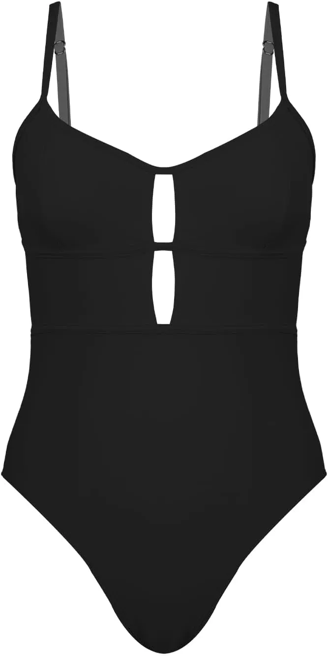 CUPSHE Women's One Piece Swimsuit Scoop Neck Adjustable Straps Cutout Back Self Tie Bathing Suit