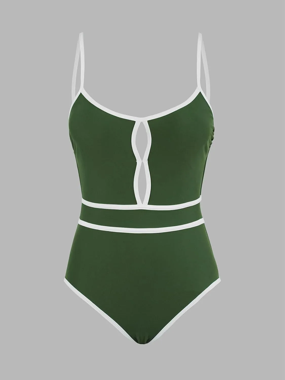 CUPSHE Women's One Piece Swimsuit Scoop Neck Bathing Suit Keyhole Cutout Color Block Adjustable Straps Swimwear