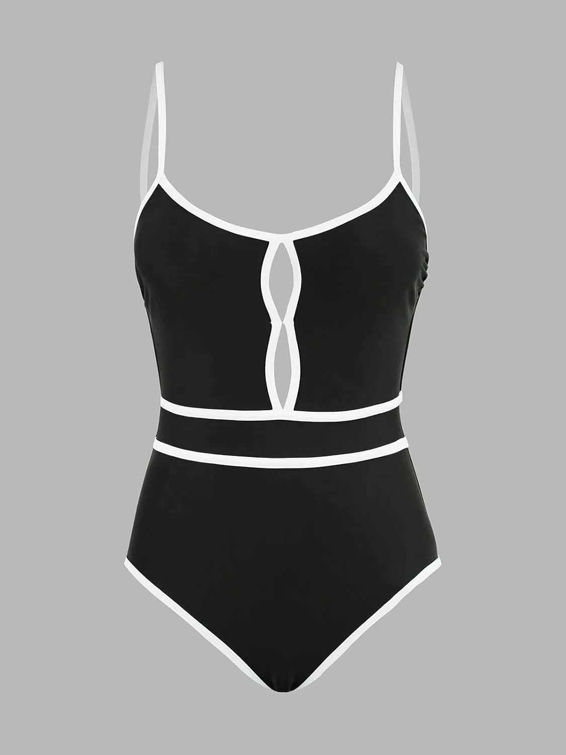 CUPSHE Women's One Piece Swimsuit Scoop Neck Bathing Suit Keyhole Cutout Color Block Adjustable Straps Swimwear