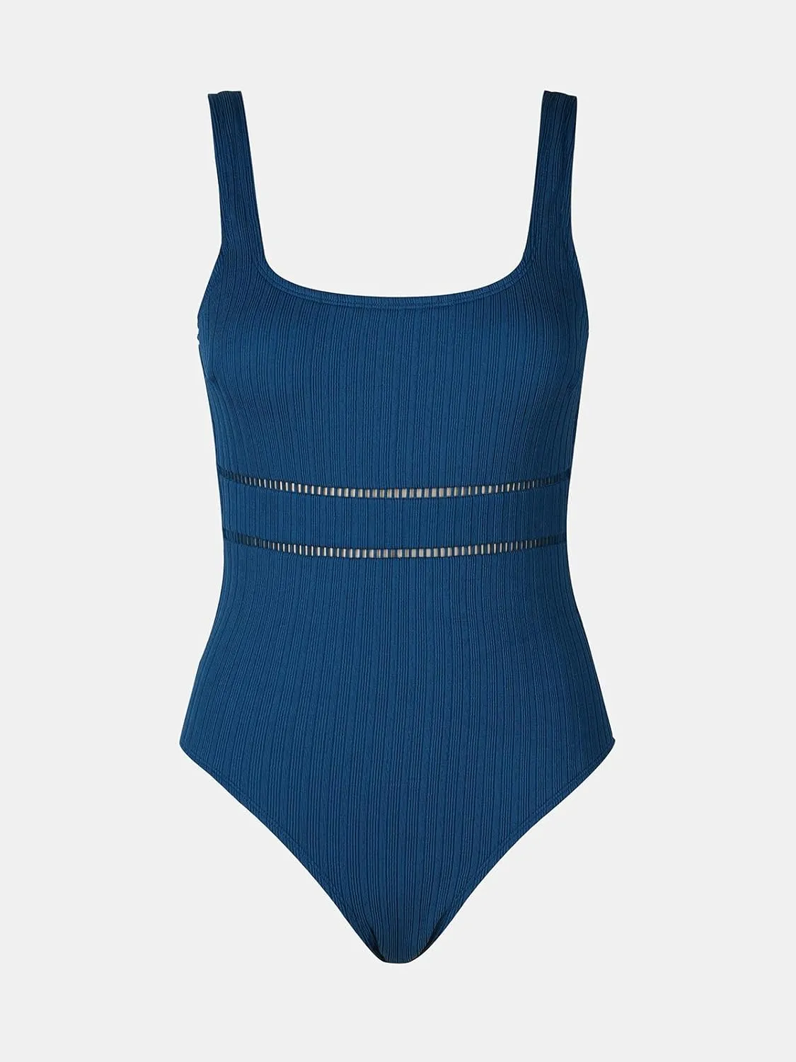 CUPSHE Women's One Piece Swimsuit Scoop Neck Textured Bathing Suit Cutouts Low Back Swimwear Wide Straps