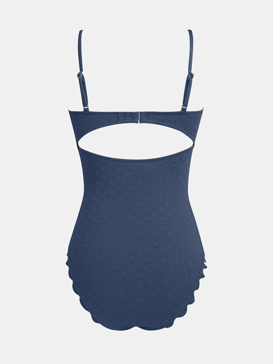 CUPSHE Women's One Piece Swimsuit Sexy Black Cutout Scallop Trim Bathing Suit