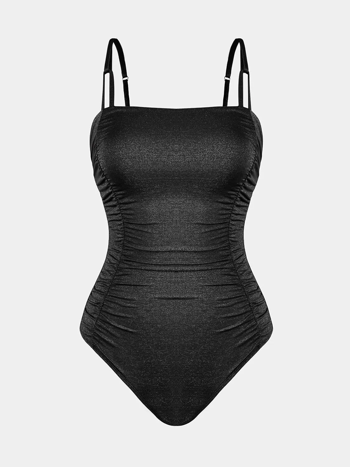 CUPSHE Women's One Piece Swimsuit Tummy Control Square Neck Bathing Suit Ruched Adjustable Straps