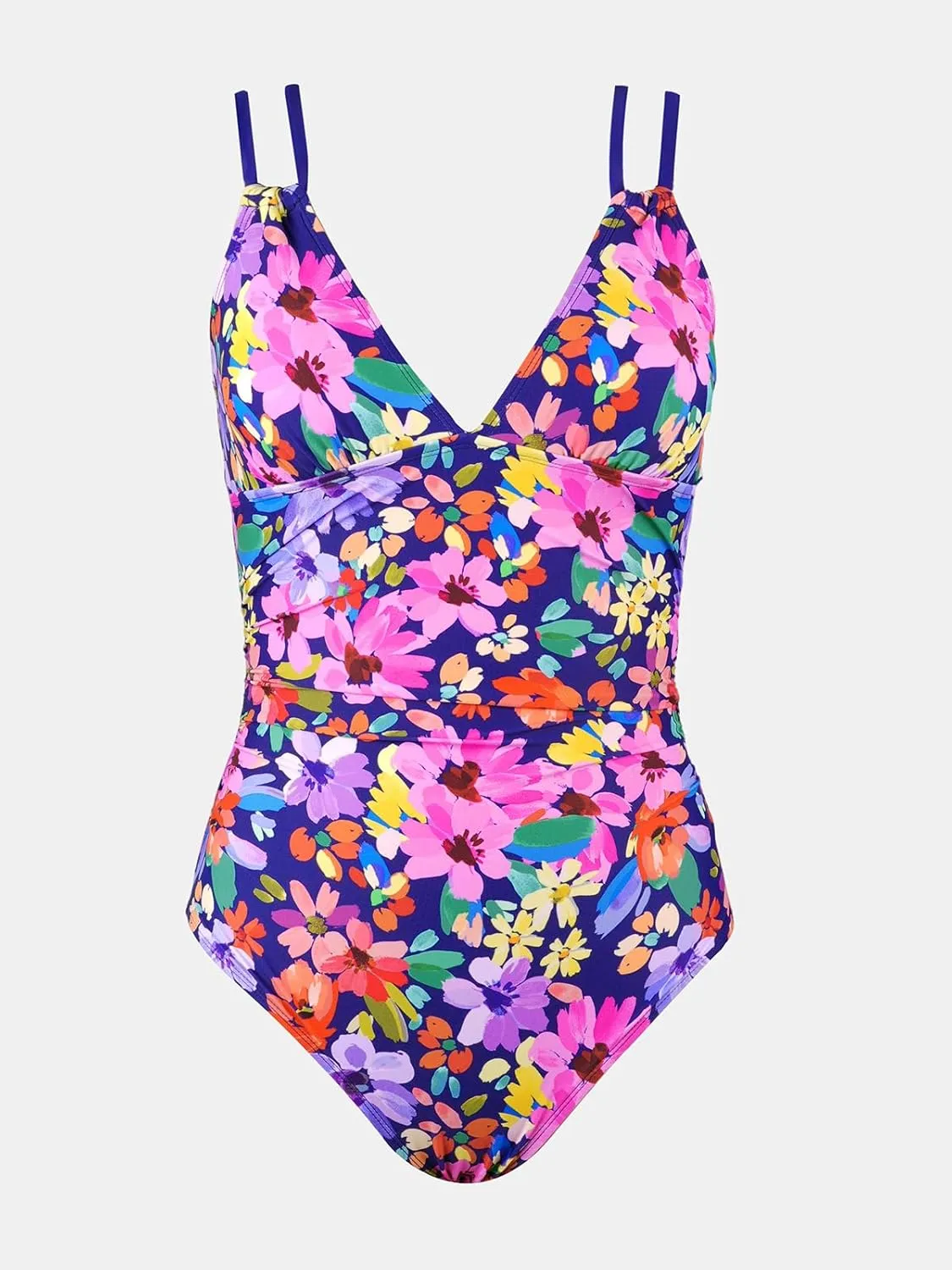 CUPSHE Women's One Piece Swimsuit V Neck Tummy Control Double Adjustable Straps Back Cutout O-Ring