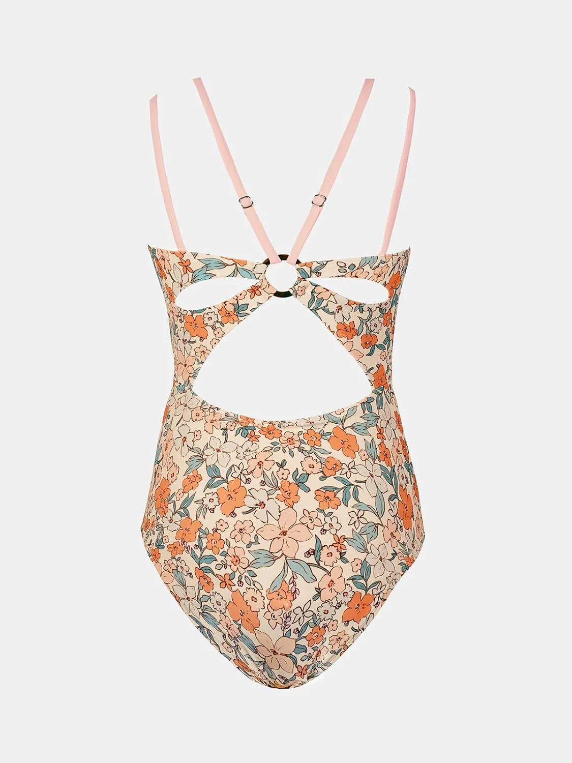 CUPSHE Women's One Piece Swimsuit V Neck Tummy Control Double Adjustable Straps Back Cutout O-Ring