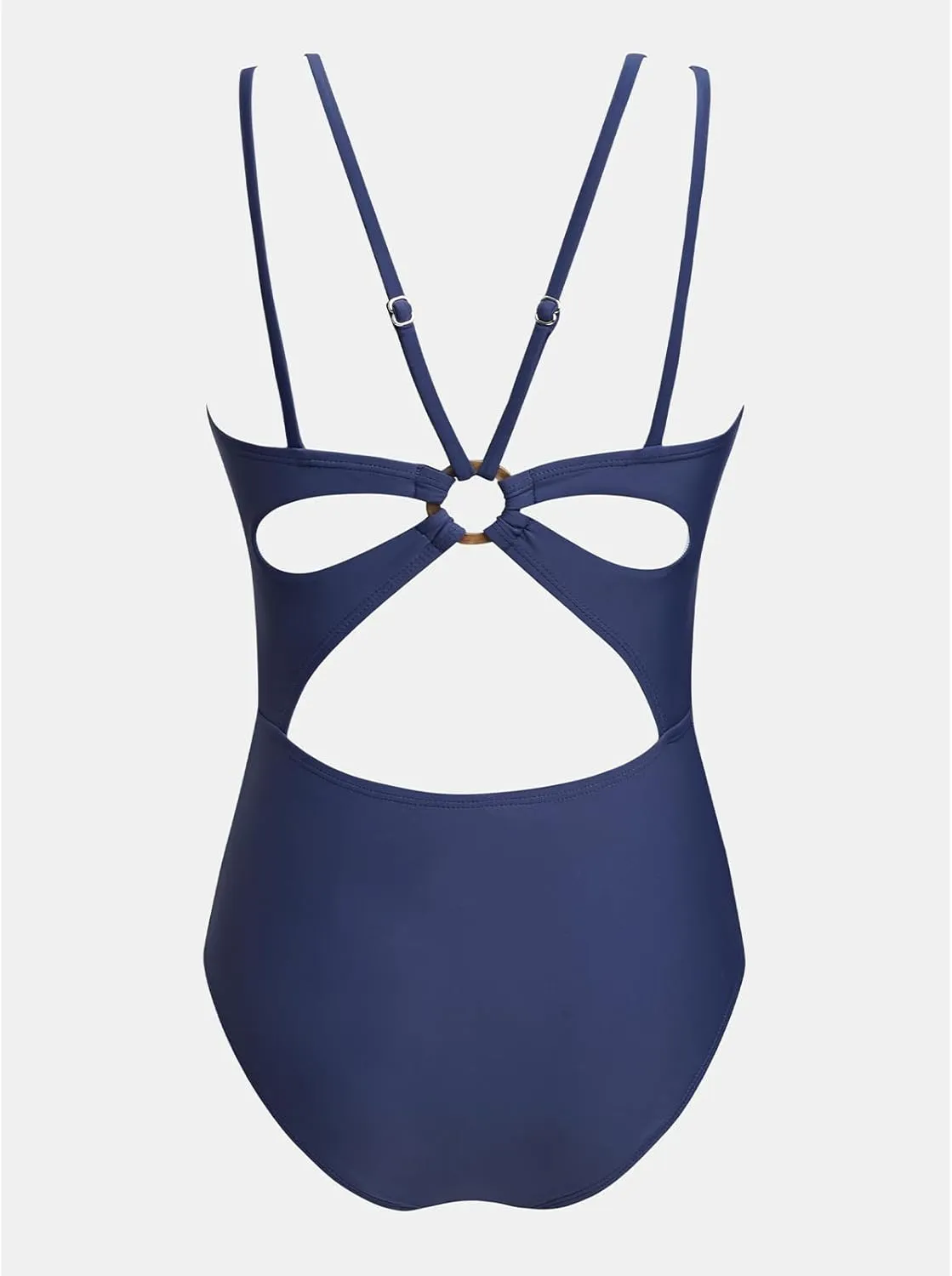 CUPSHE Women's One Piece Swimsuit V Neck Tummy Control Double Adjustable Straps Back Cutout O-Ring