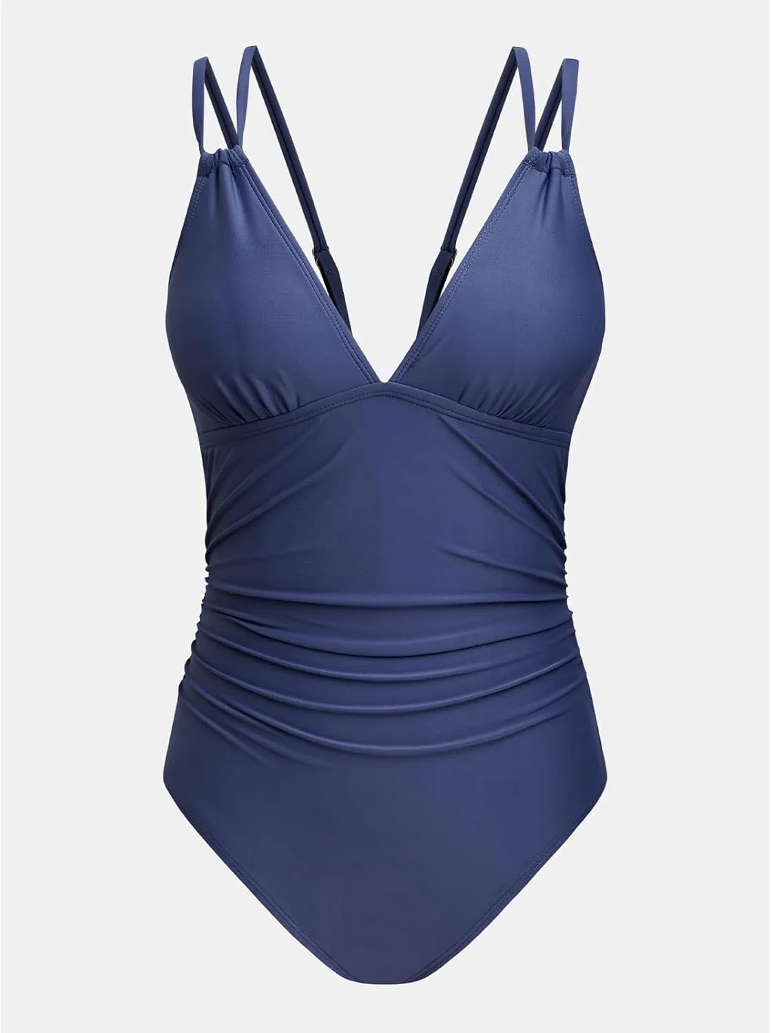 CUPSHE Women's One Piece Swimsuit V Neck Tummy Control Double Adjustable Straps Back Cutout O-Ring