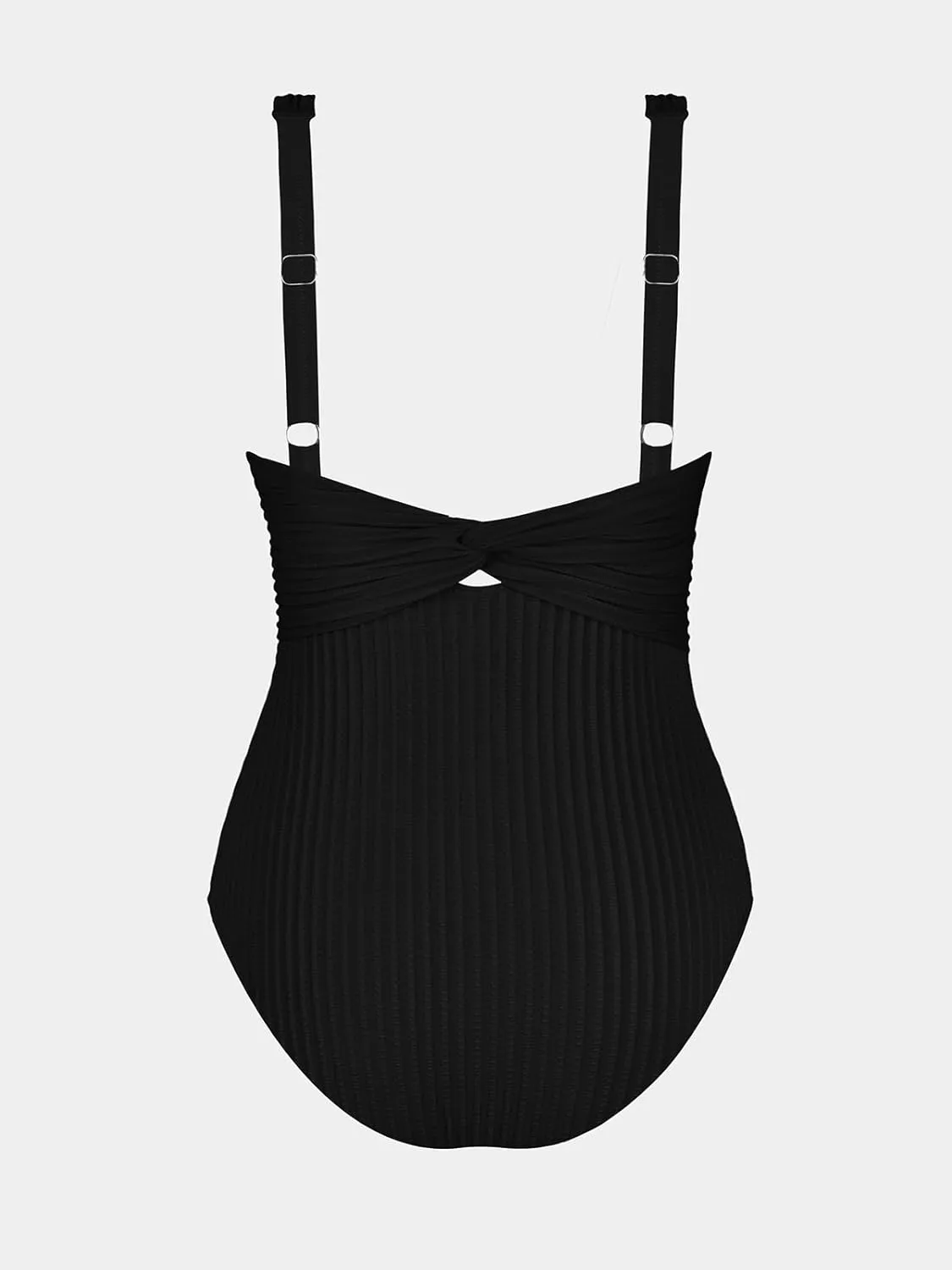 CUPSHE Women's One Piece Swimsuit Wide Straps V Neck Ruched Textured Ribbed Twist Back
