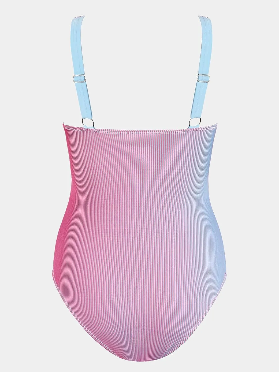 CUPSHE Women's One Piece Swimsuit Wide Straps V Neck Ruched Textured Ribbed Twist Back
